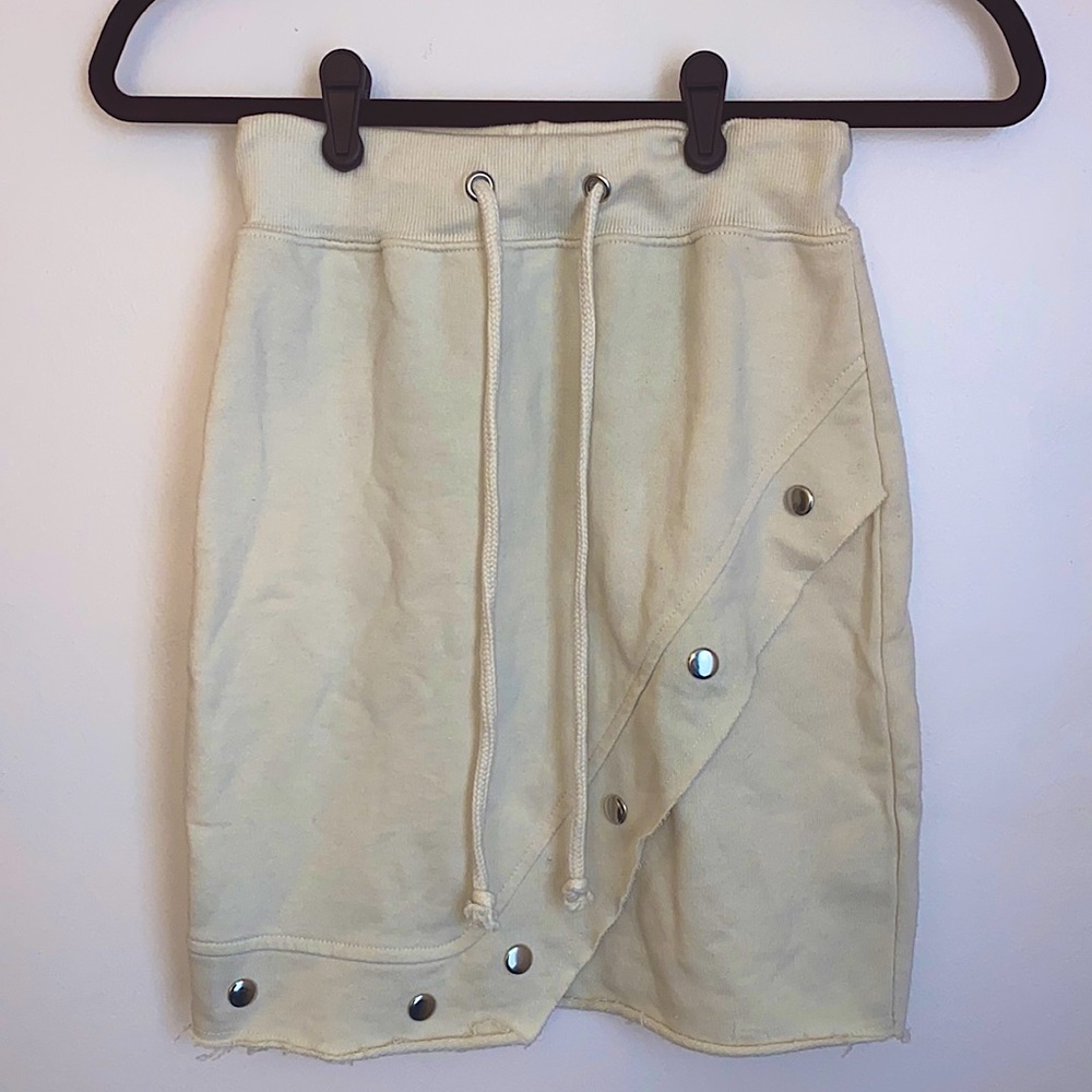 Cream Studded Cotton Skirt Sz 0